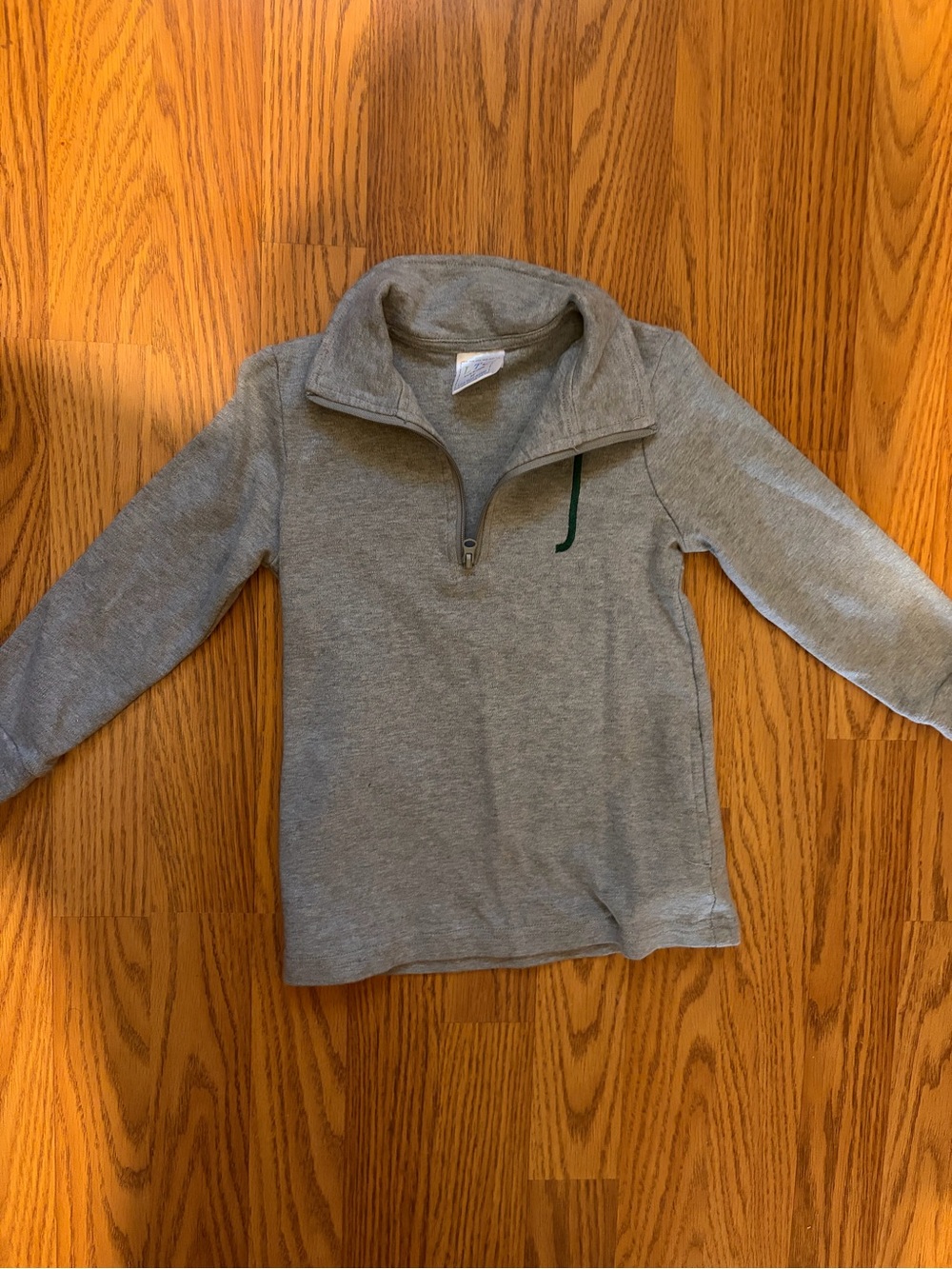 Kids' Gray Quarter-Zip Pullover with Green Accent